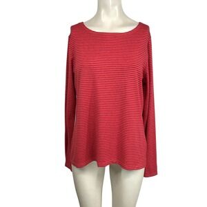 CUT- LOOSE - WOMEN'S MEDIUM - RED LONG SLEEVE ROUND NECK RAYON BLEND TOP